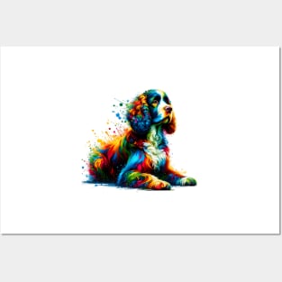 Artistic American Water Spaniel in Vibrant Splash Style Posters and Art